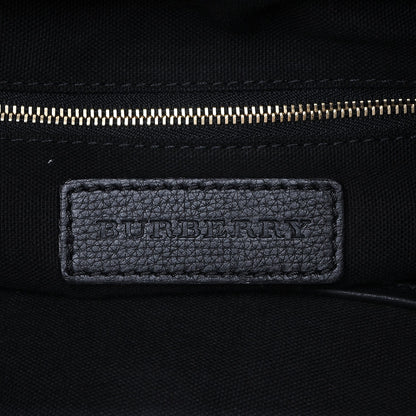 Burberry Grainy Calfskin House Check Medium Sycamore Hobo Black 6 of 8