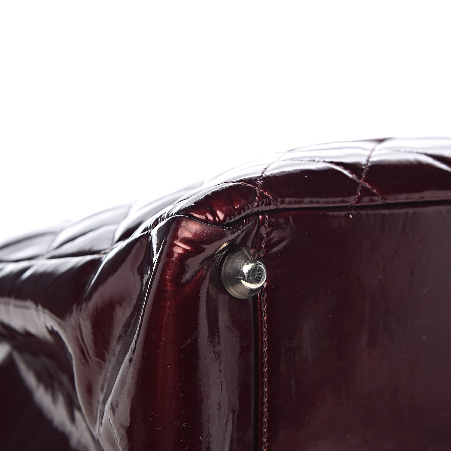 Chanel Patent Quilted Grand Shopping Tote GST Dark Bordeaux 21 of 27