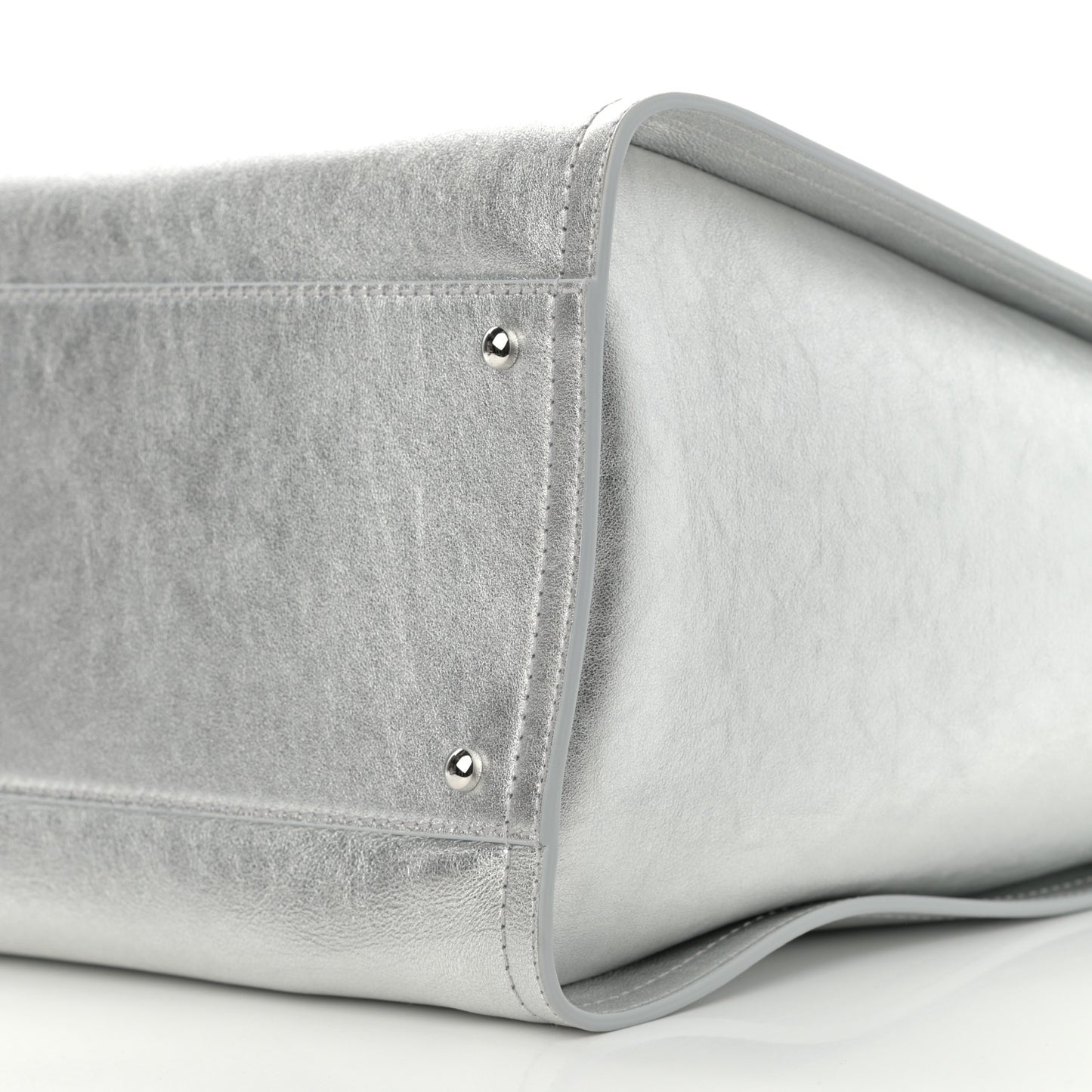 Metallic Calfskin Medium Deauville Tote Silver