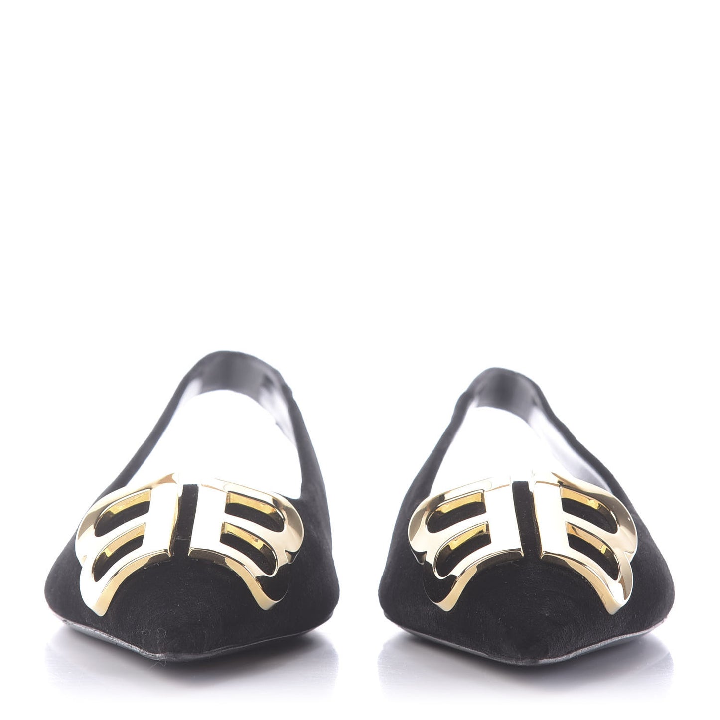 Velvet BB Knife Pointy Toe Slingback Flats 36.5 Black