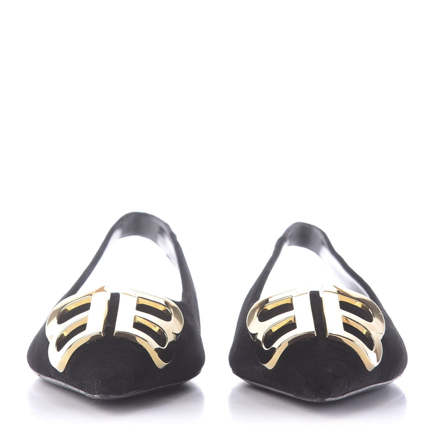 Balenciaga Velvet BB Knife Pointy Toe Slingback Flats 36.5 Black 2 of 11