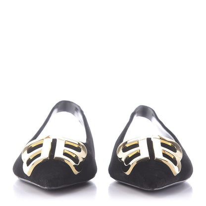 Balenciaga Velvet BB Knife Pointy Toe Slingback Flats 36.5 Black 2 of 11