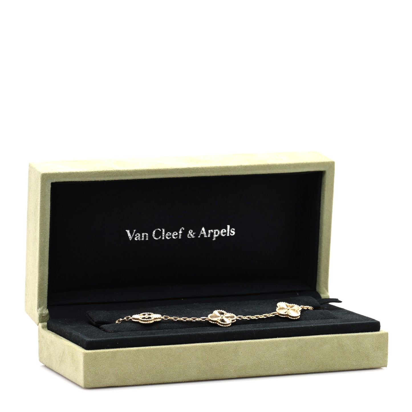 18K Yellow Gold 5 Motifs Guilloche Vintage Alhambra Bracelet