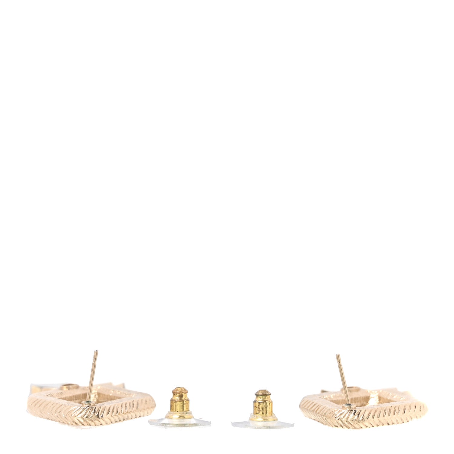 Chanel Crystal CC Drop Earrings Gold Pink 3 of 5