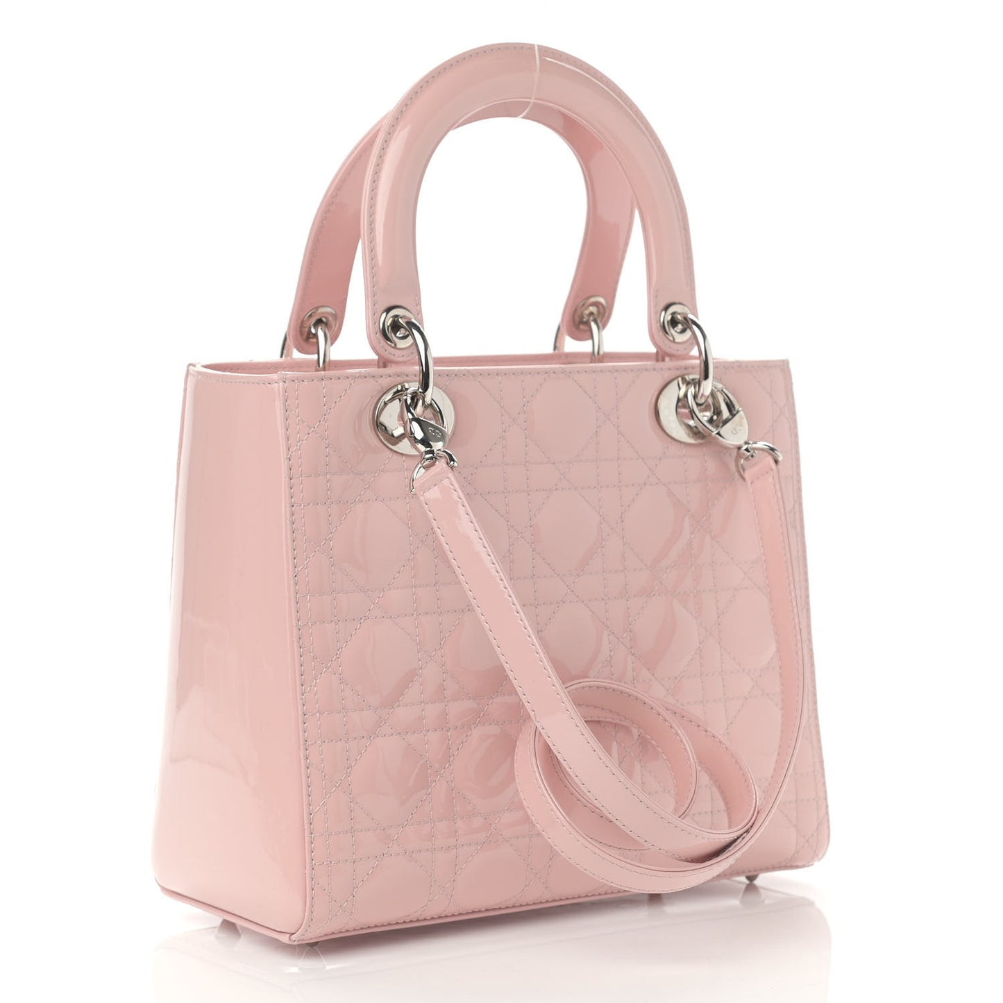 Patent Cannage Medium Lady Dior Rose Clair