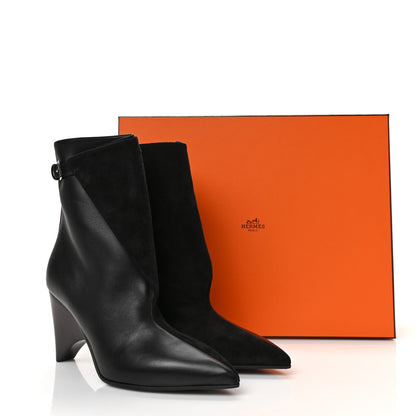 Hermes Suede Goatskin Calfskin Hanae 85 Ankle Boots 37.5 Black 7 of 7