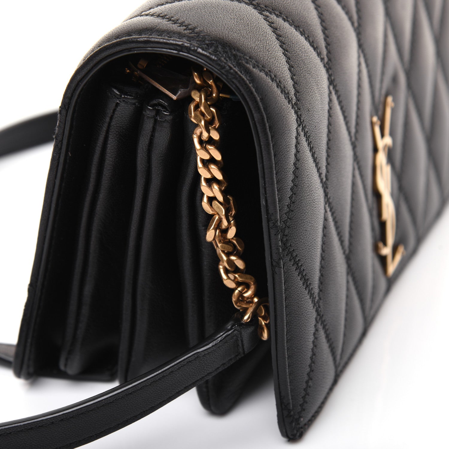 Saint Laurent Lambskin Diamond Quilted Monogram Angie Chain Bag Black 20 of 23