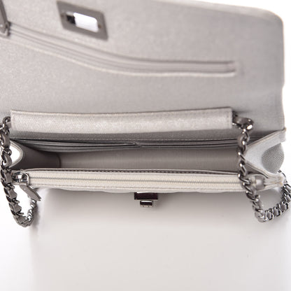 Chanel Metallic Canvas Quilted Space Charms Wallet On Chain WOC Silver 5 of 11