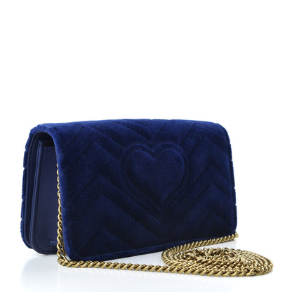 Gucci Velvet Matelasse GG Marmont Mini Bag Cobalt Blue 3 of 10