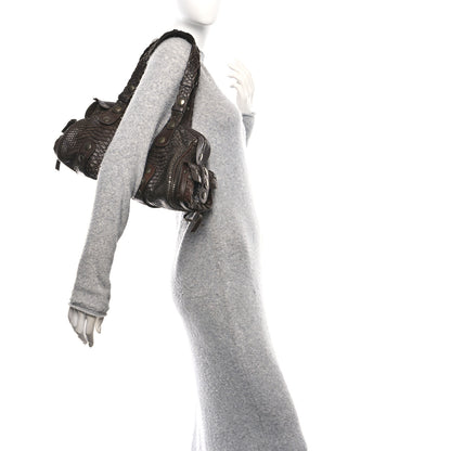 Chloe Snakeskin Silverado Shoulder Bag Dark Brown 3 of 23