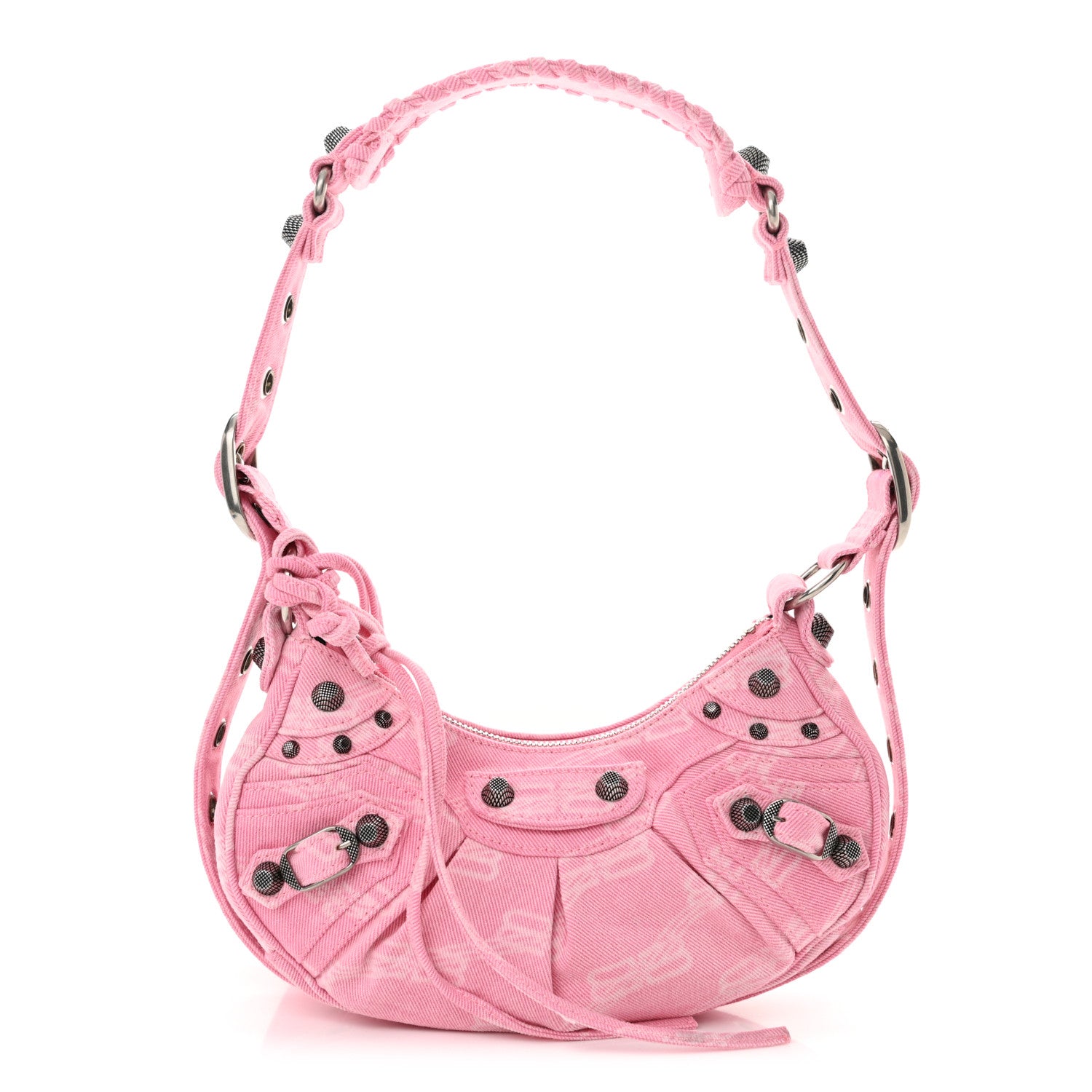 Balenciaga Denim BB Monogram Le Cagole Shoulder Bag XS Pink 1 of 13