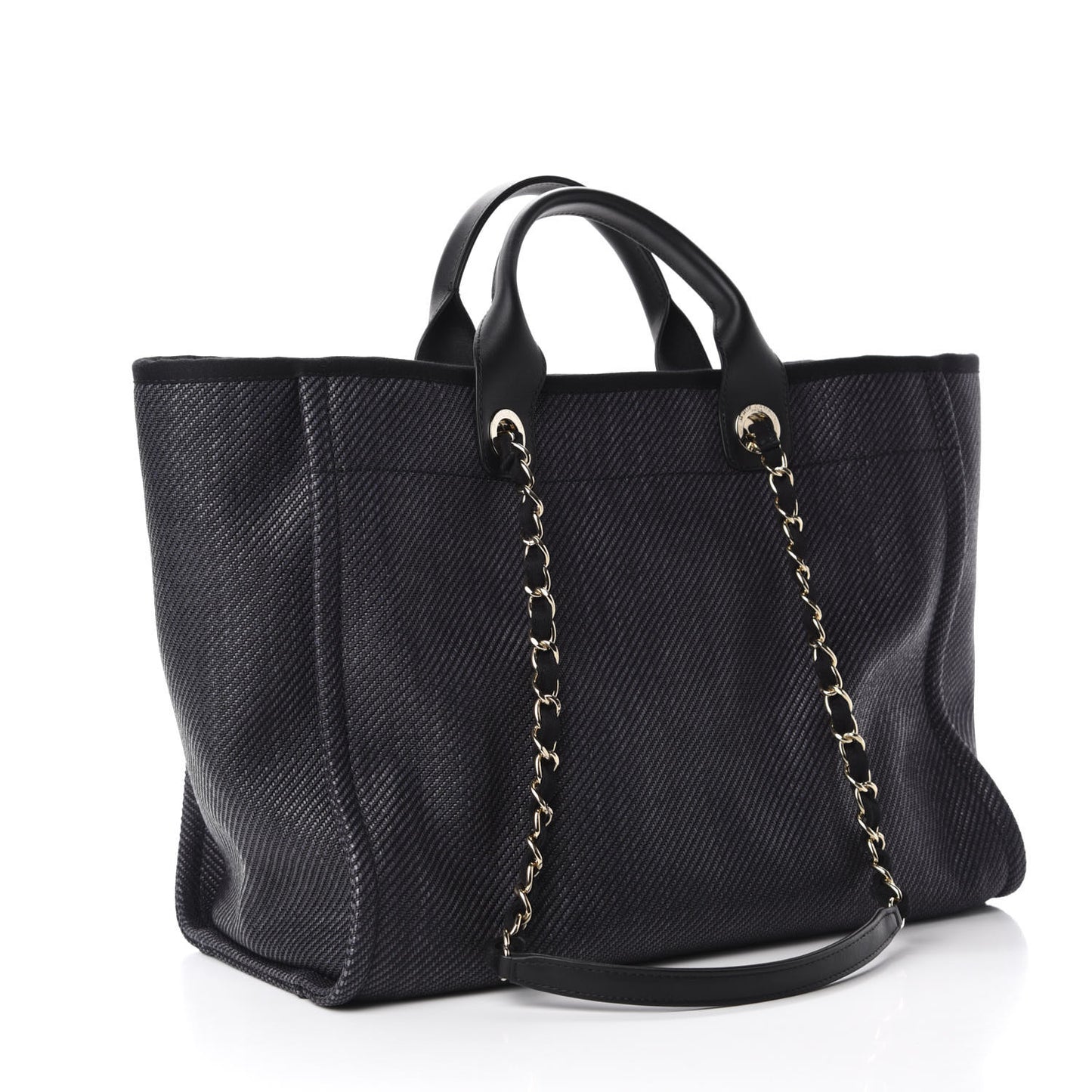 Mixed Fibers Calfskin Medium Deauville Tote Black