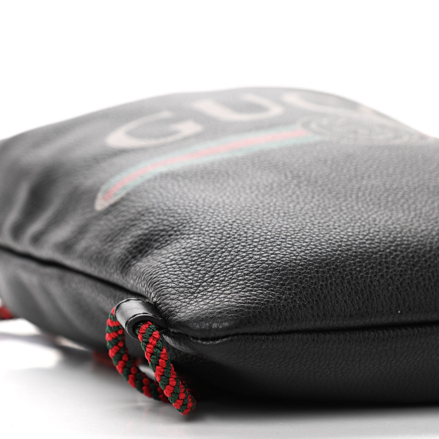 Calfskin Logo Drawstring Backpack Black