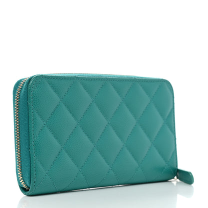 Chanel Caviar Quilted Medium Zip Around Wallet Turquoise 3 of 8