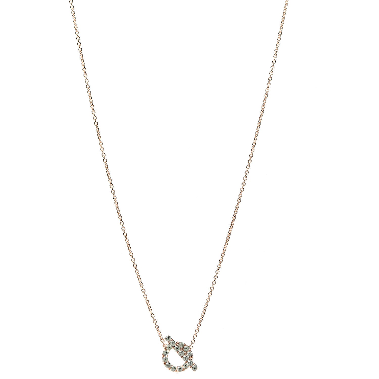Hermes 18K Rose Gold Green Sapphire Finesse Pendant Necklace 1 of 6