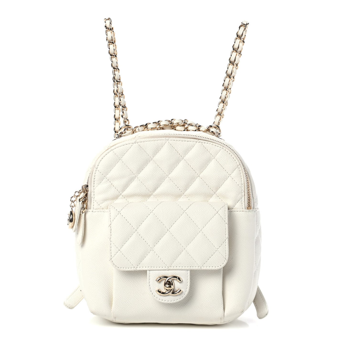 Caviar Quilted Small CC Day Backpack White