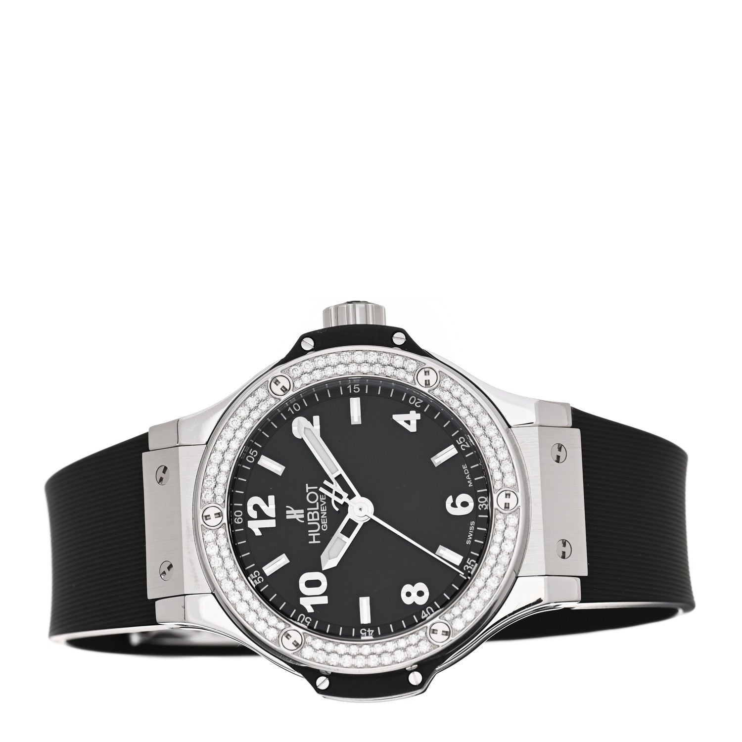 Hublot Stainless Steel Rubber Diamond Pave Bezel 38mm Big Bang Quartz Watch Black 361.SX.1270.RX.1104 2 of 4