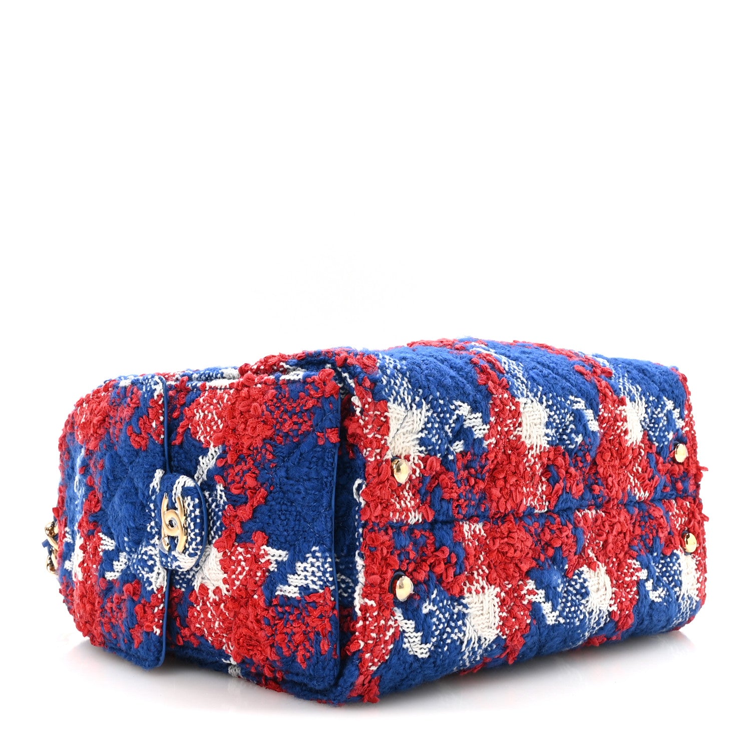 Chanel Tweed Quilted Small Chanel 25 Handbag Red White Blue 4 of 11