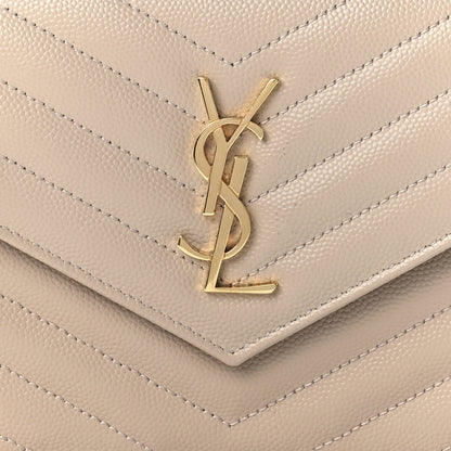 Saint Laurent Grain De Poudre Matelasse Chevron Monogram Envelope Chain Wallet Nude Powder 8 of 11