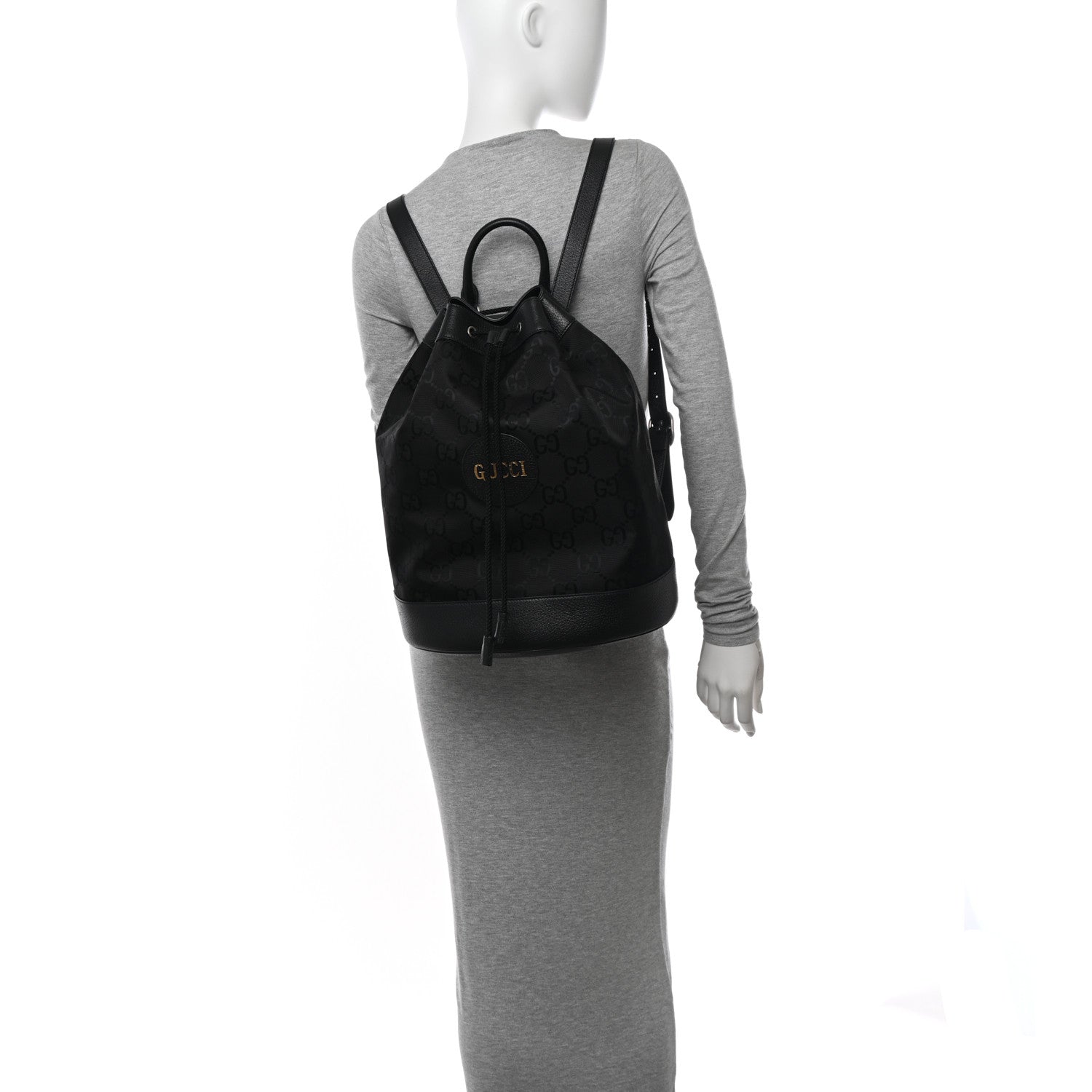 Gucci Econyl Nylon Monogram Off The Grid Drawstring Bucket Backpack Black 2 of 11