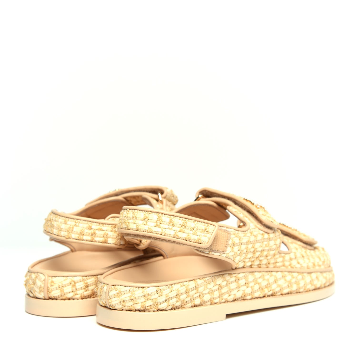 Chanel Braided Fabric Velcro Dad Sandals 39.5 Beige 4 of 11