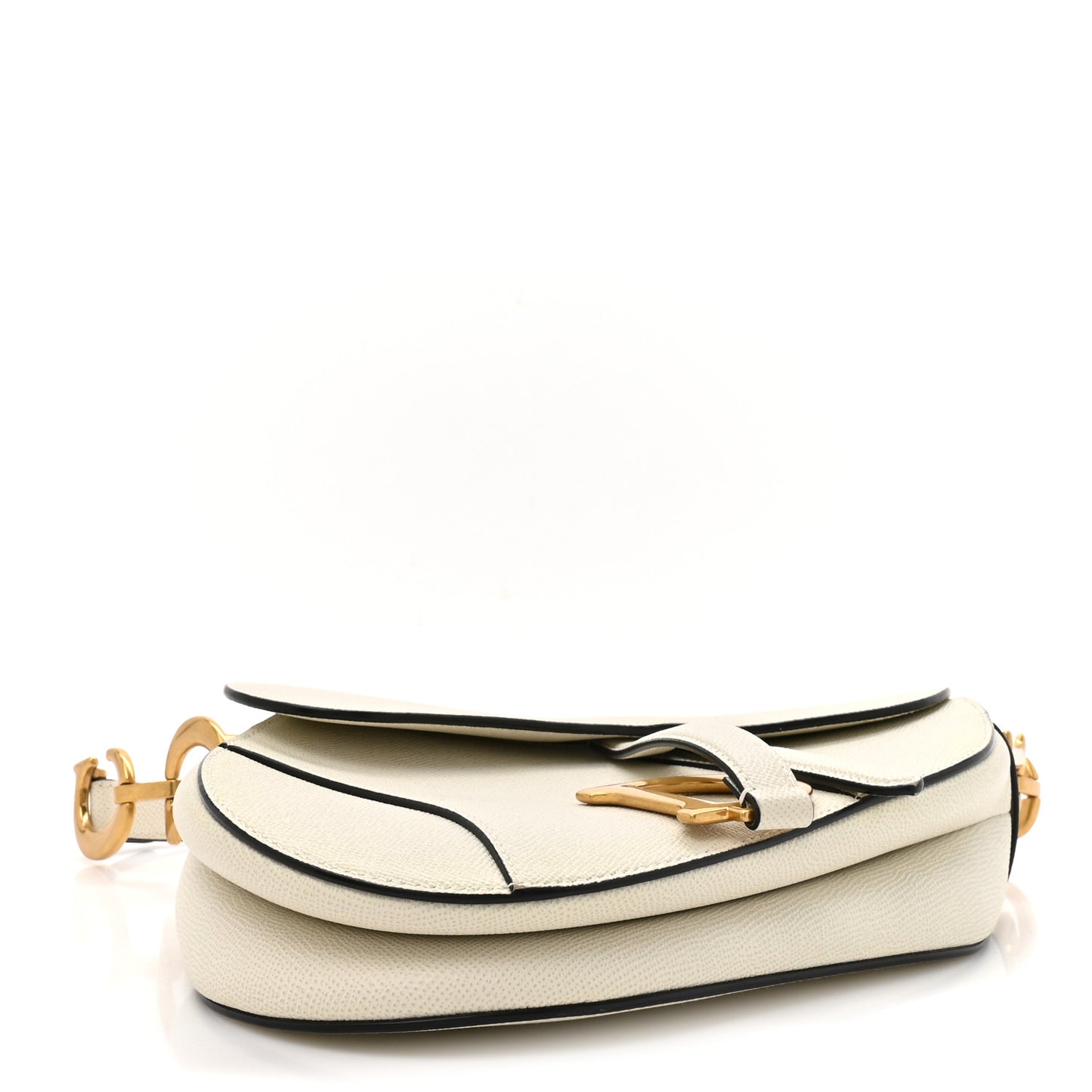 Grained Calfskin Saddle Bag White