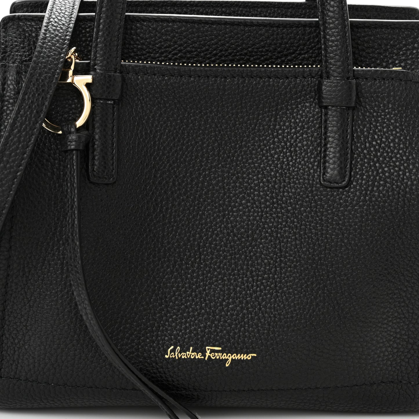 Hammered Calfskin Double Handle Small Amy Tote Black
