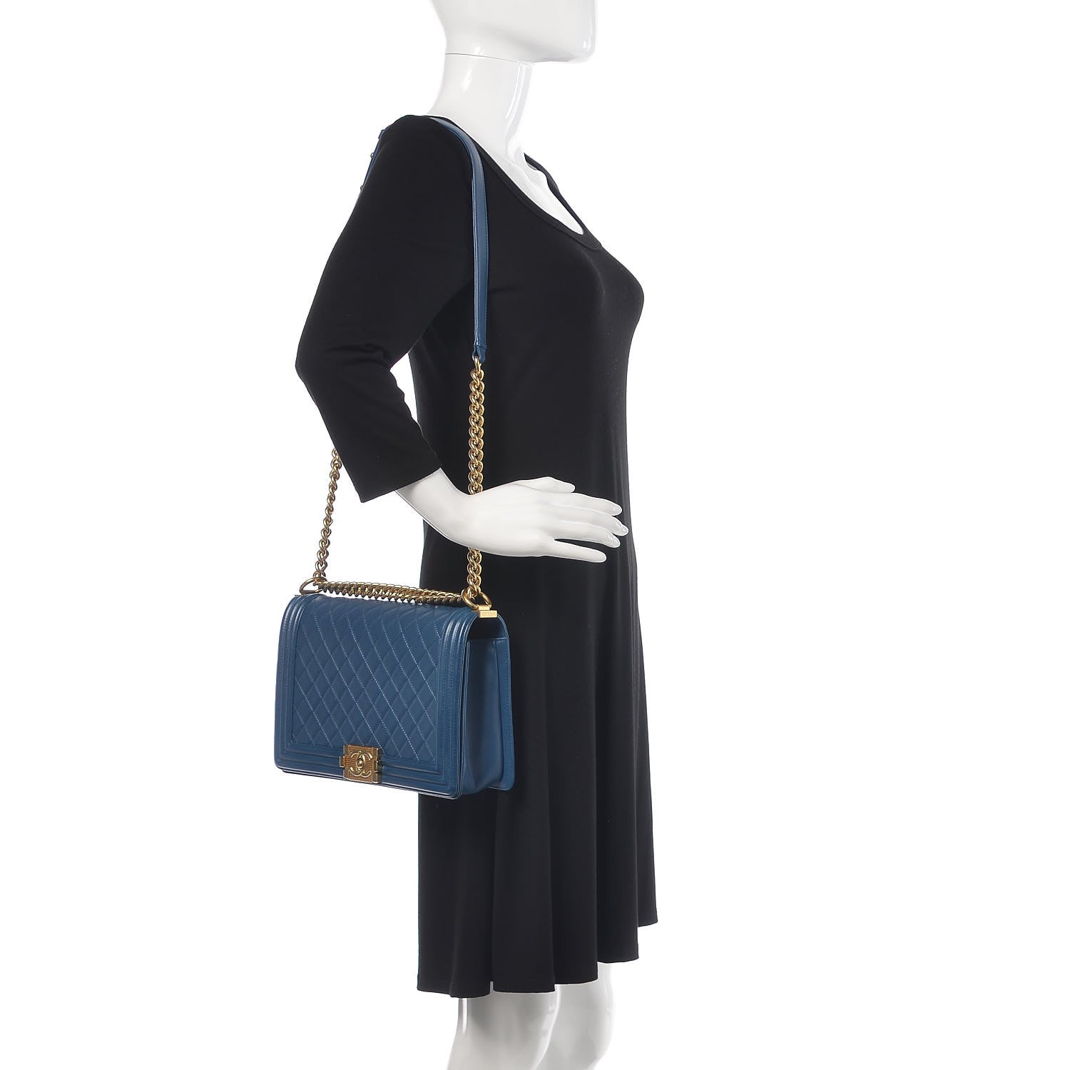Chanel Lambskin Quilted New Medium Boy Flap Blue 2 of 10