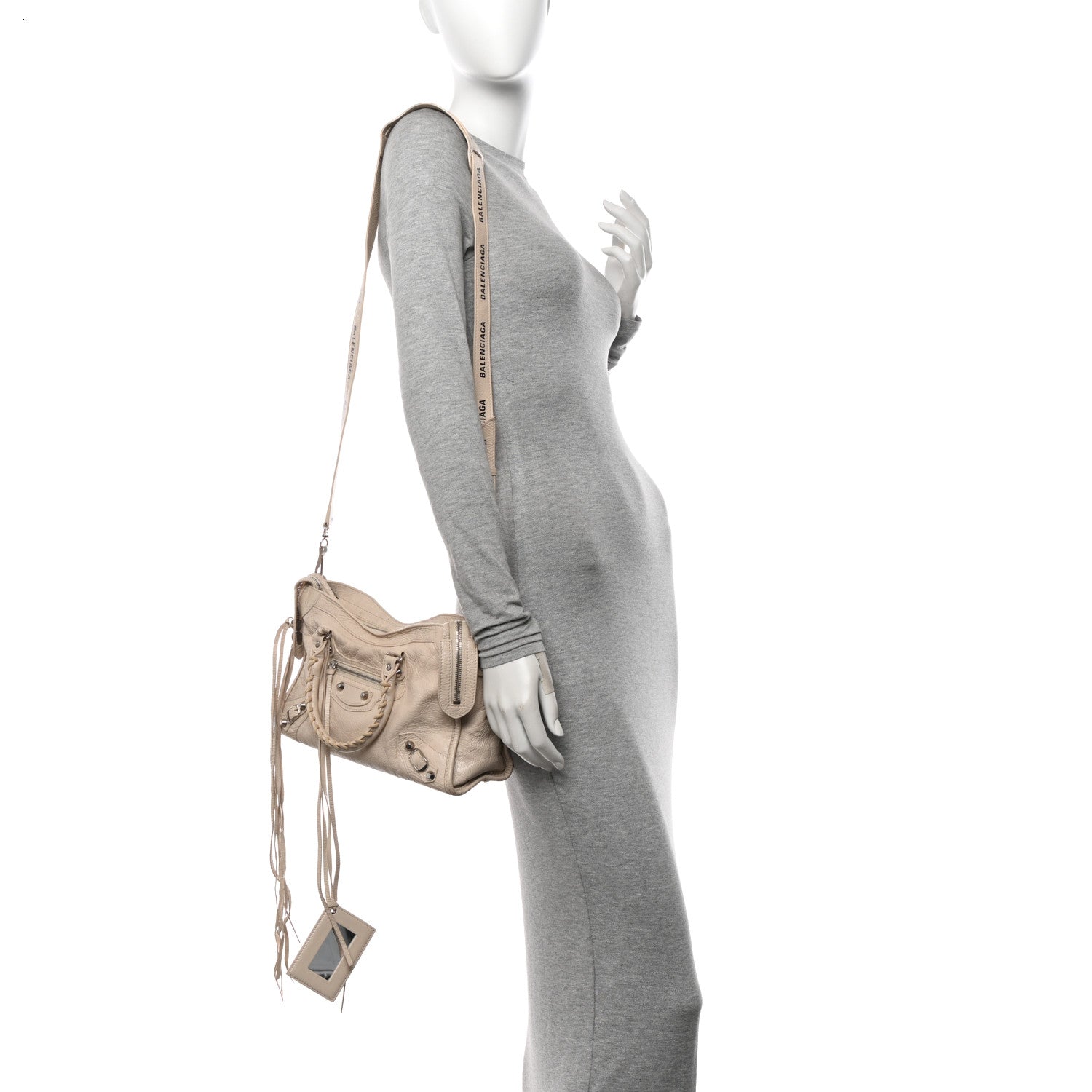 Balenciaga Agneau Classic Silver Hardware S City Logo Strap Light Craie 2 of 18