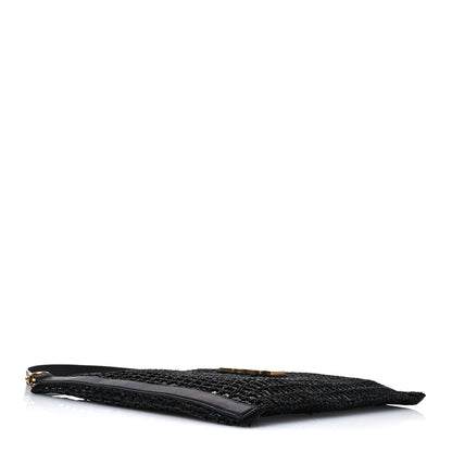 Saint Laurent Raffia Calfskin Oxalis Shoulder Bag Black 4 of 11