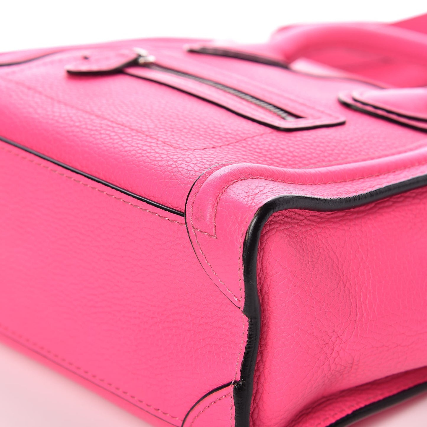 Drummed Calfskin Nano Luggage Fluo Pink