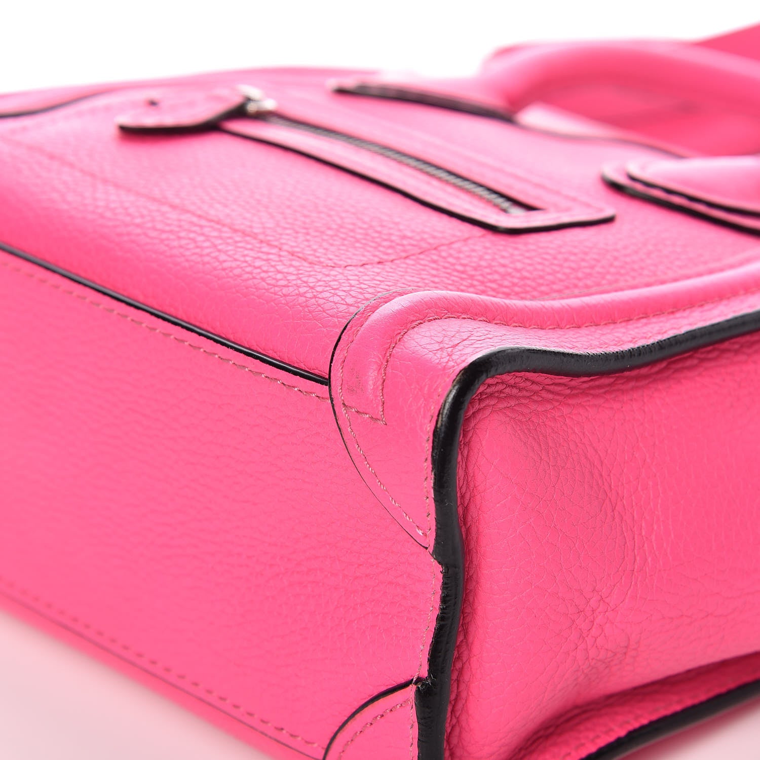 Celine Drummed Calfskin Nano Luggage Fluo Pink 9 of 12