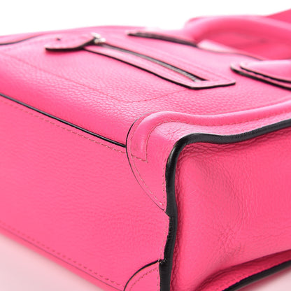 Celine Drummed Calfskin Nano Luggage Fluo Pink 9 of 12