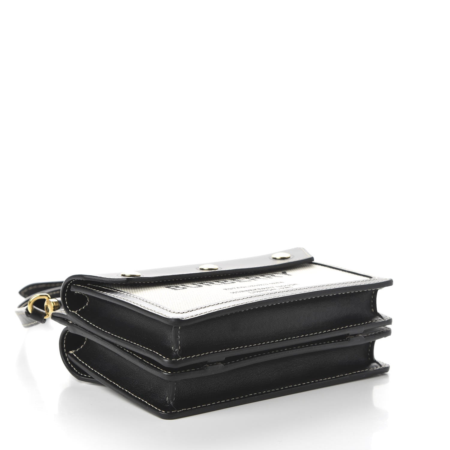 Burberry Smooth Calfskin Canvas Horseferry Print Mini Title Bag with Pocket Black 4 of 9