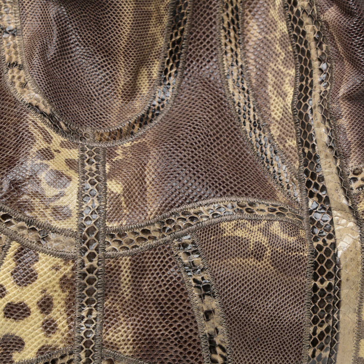 Jimmy Choo Snakeskin Patchwork Medium Saba Hobo Brown 7 of 12