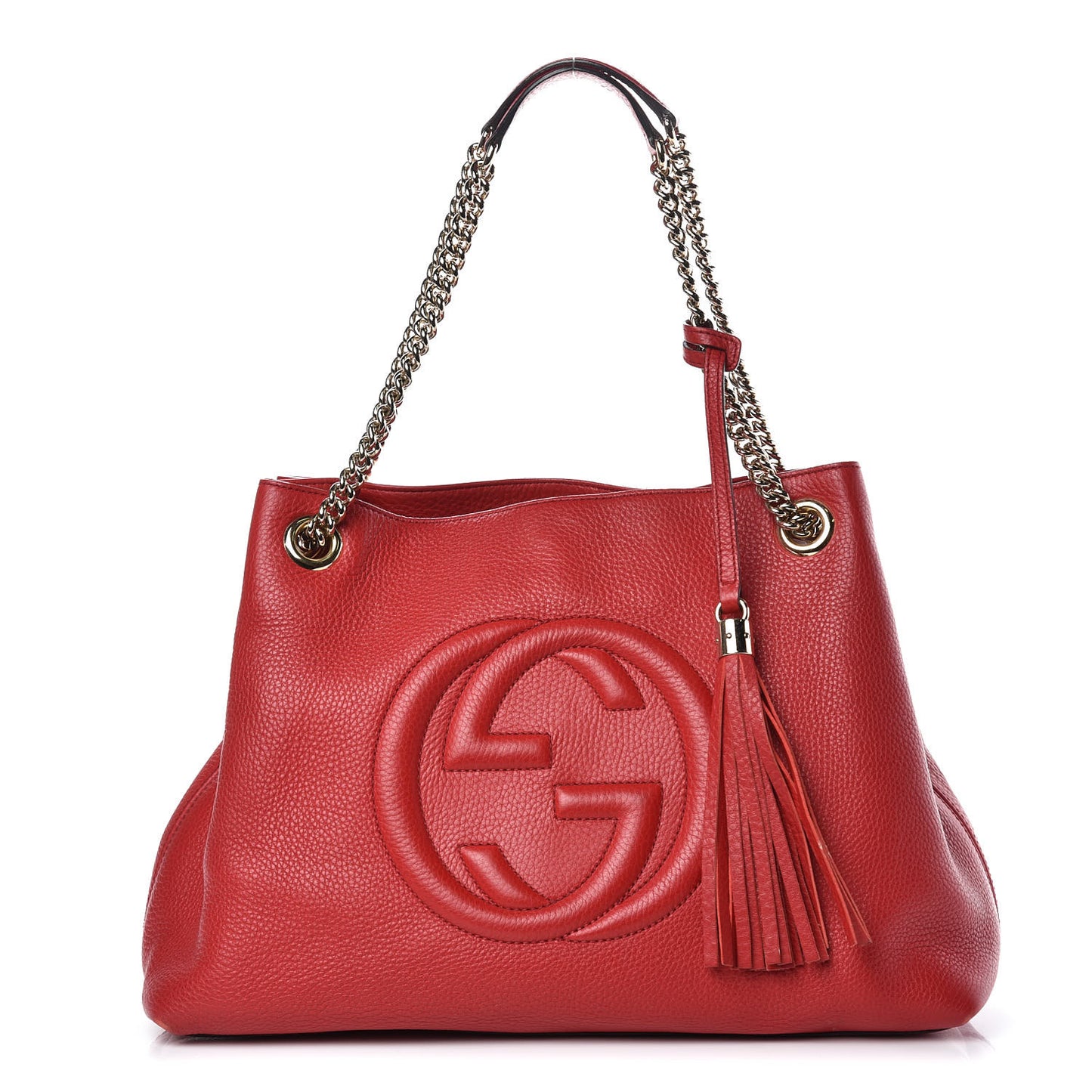 Pebbled Calfskin Medium Soho Chain Shoulder Bag Tabasco Red