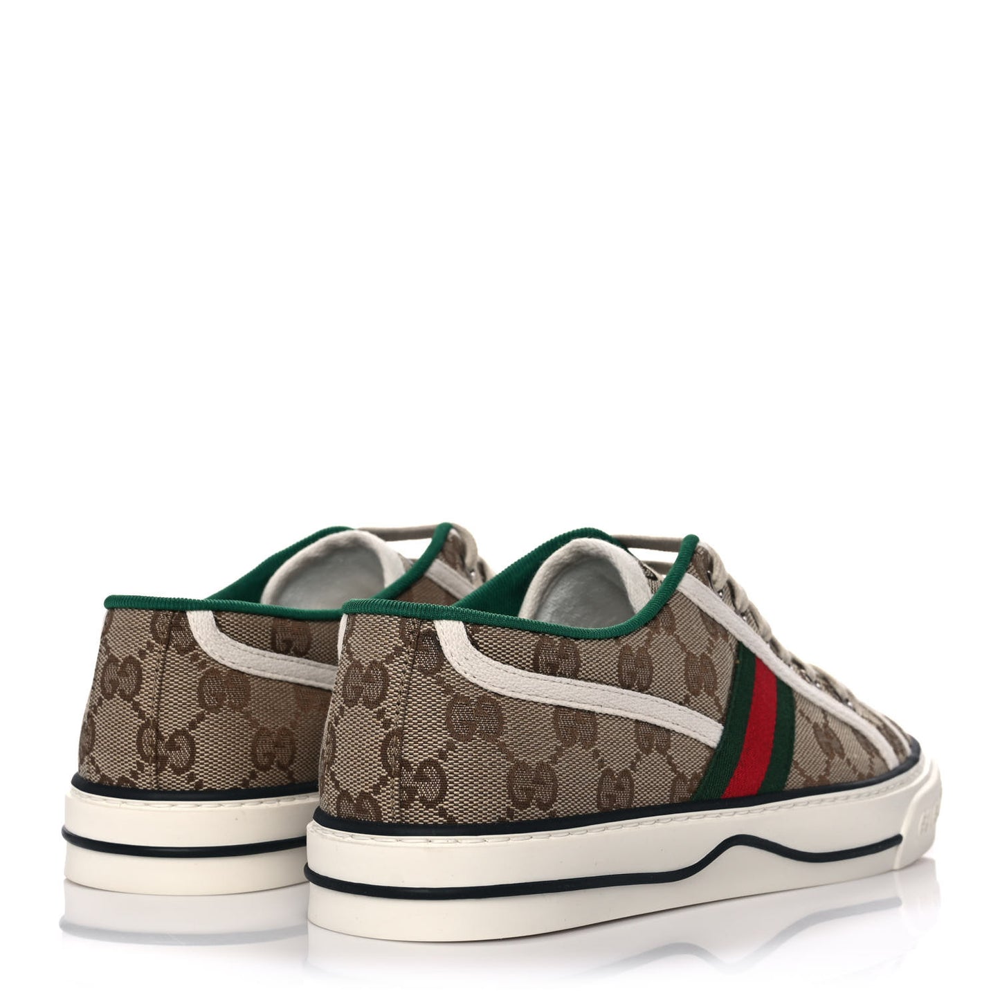 GG Monogram Web Mens 1977 Tennis Sneakers 6 Beige Ebony Mystic White