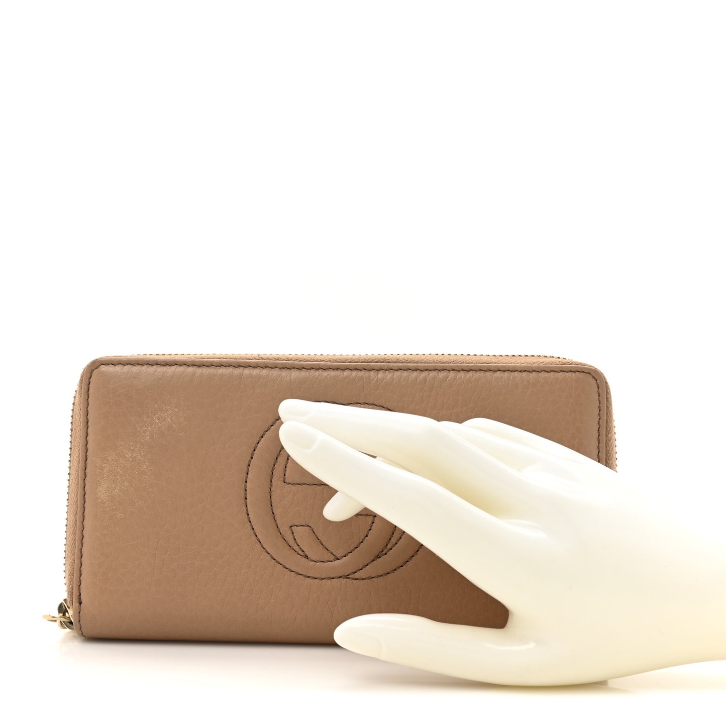 Pebbled Calfskin Soho Zip Around Wallet Camelia