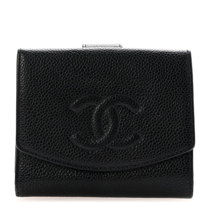 Chanel Caviar Timeless CC Compact French Wallet Black 1 of 8