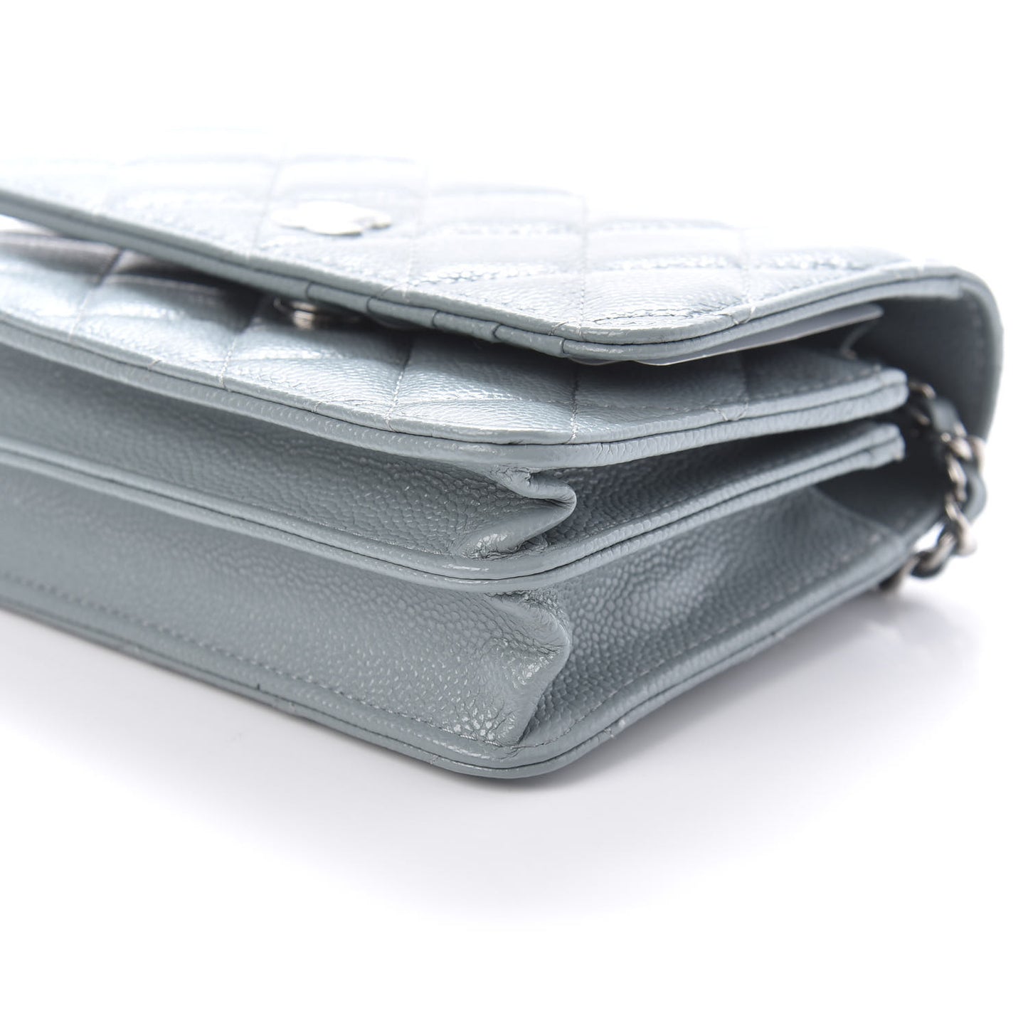 Caviar Quilted Mini Wallet On Chain WOC Blue
