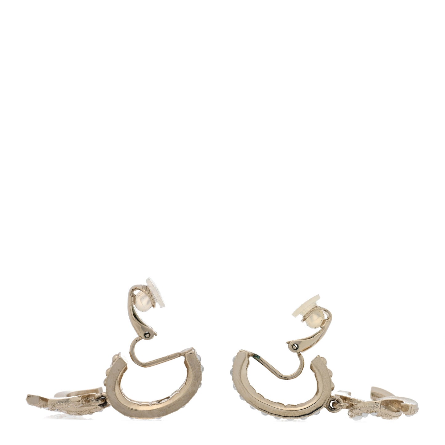 Crystal Pearl CC Drop Clip On Earrings Gold