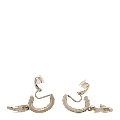 Chanel Crystal Pearl CC Drop Clip On Earrings Gold 3 of 5