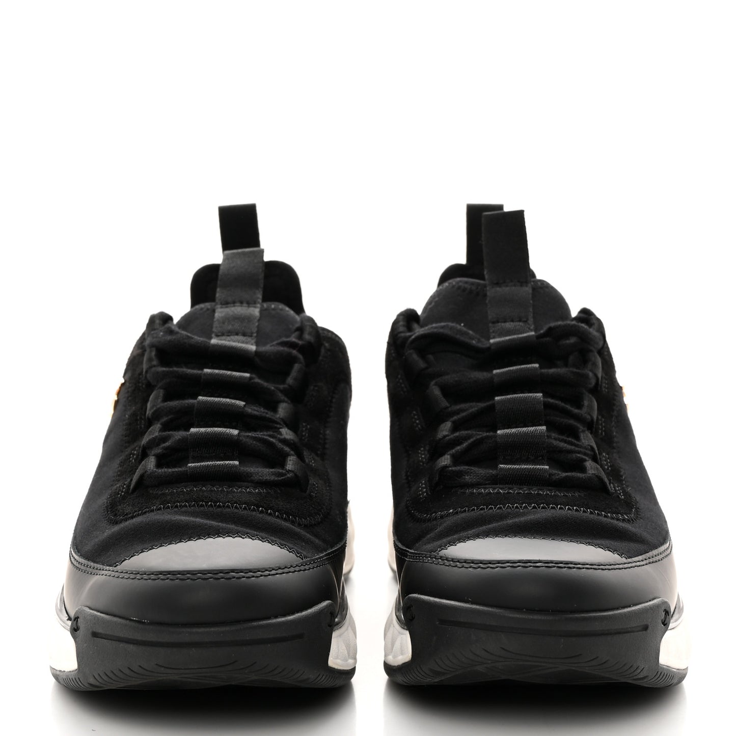 Velvet Calfskin Mixed Fibers CC Sneakers 37.5 Black