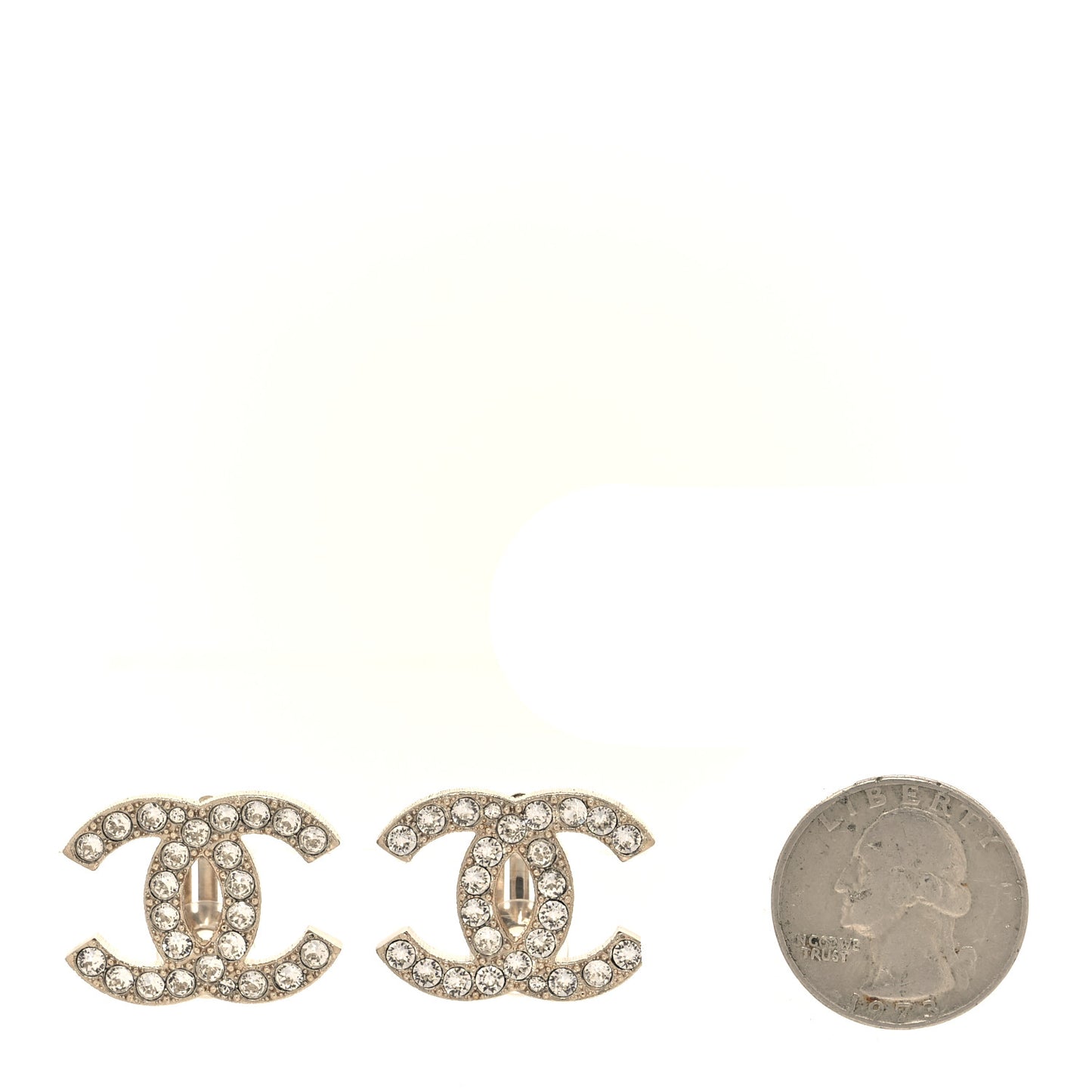 Crystal CC Clip on Earrings Gold