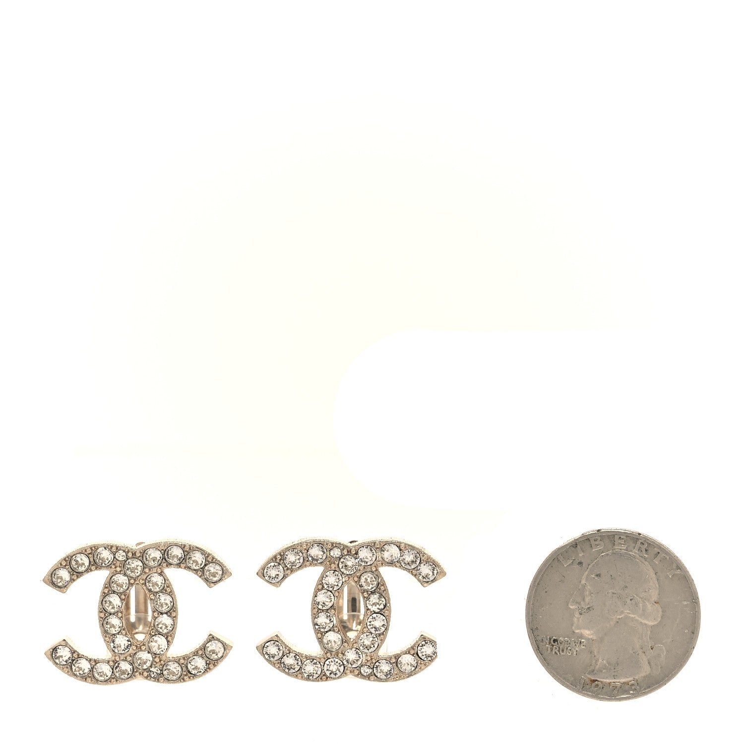 Chanel Crystal CC Clip on Earrings Gold 2 of 5