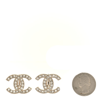 Chanel Crystal CC Clip on Earrings Gold 2 of 5