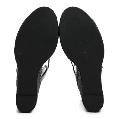 Saint Laurent Calfskin Tribute 95 Platform Espadrille Wedge Sandals 40.5 Black 6 of 8