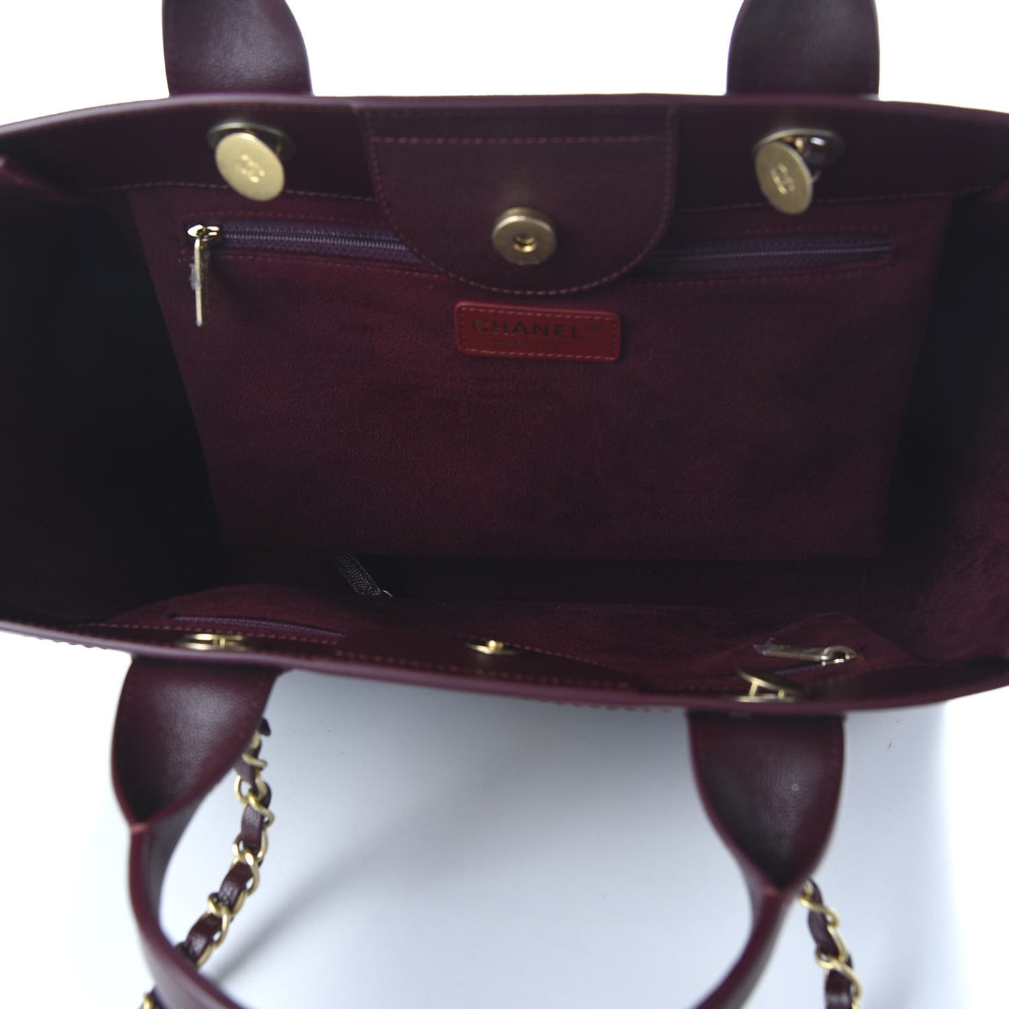 Caviar Medium Studded Deauville Tote Burgundy