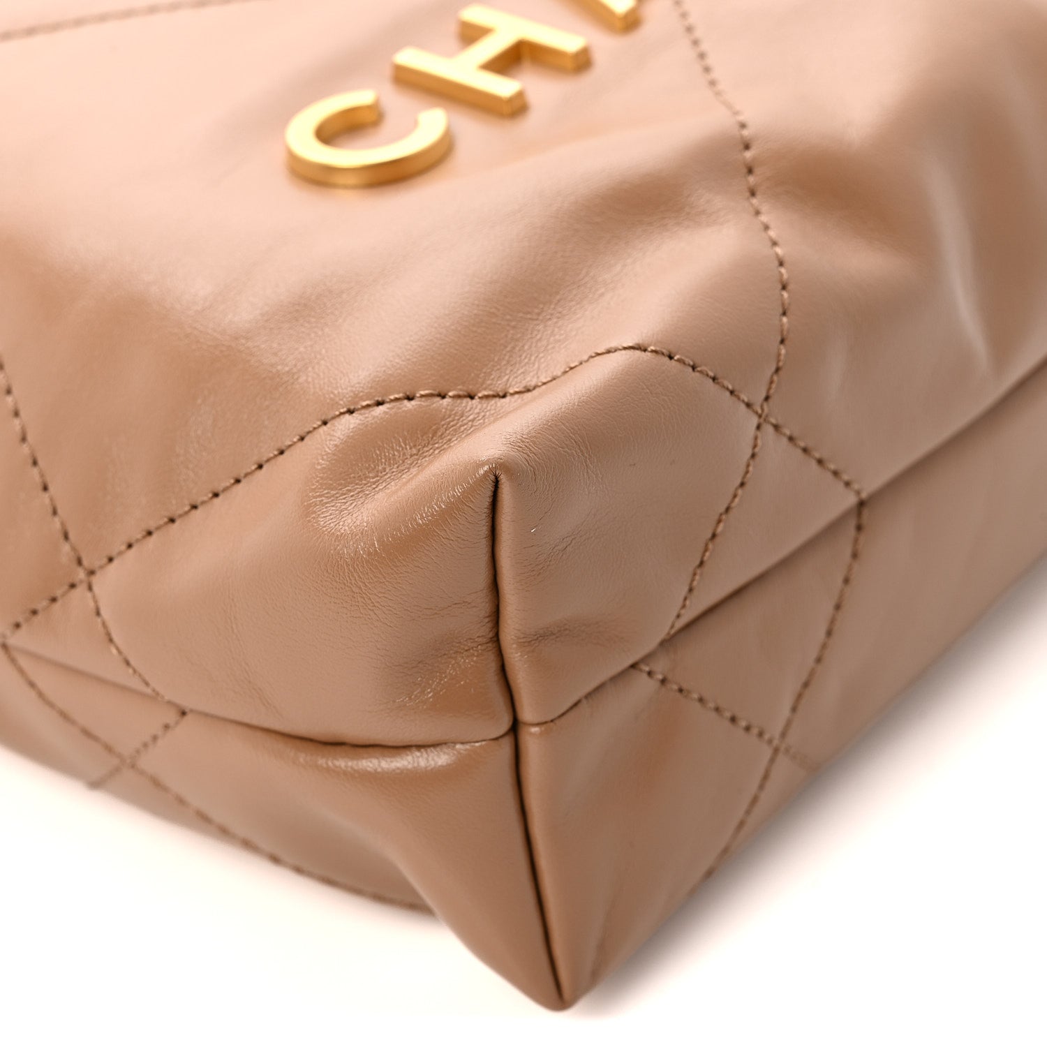 Chanel Shiny Calfskin Quilted Mini Chanel 22 Dark Beige 11 of 15