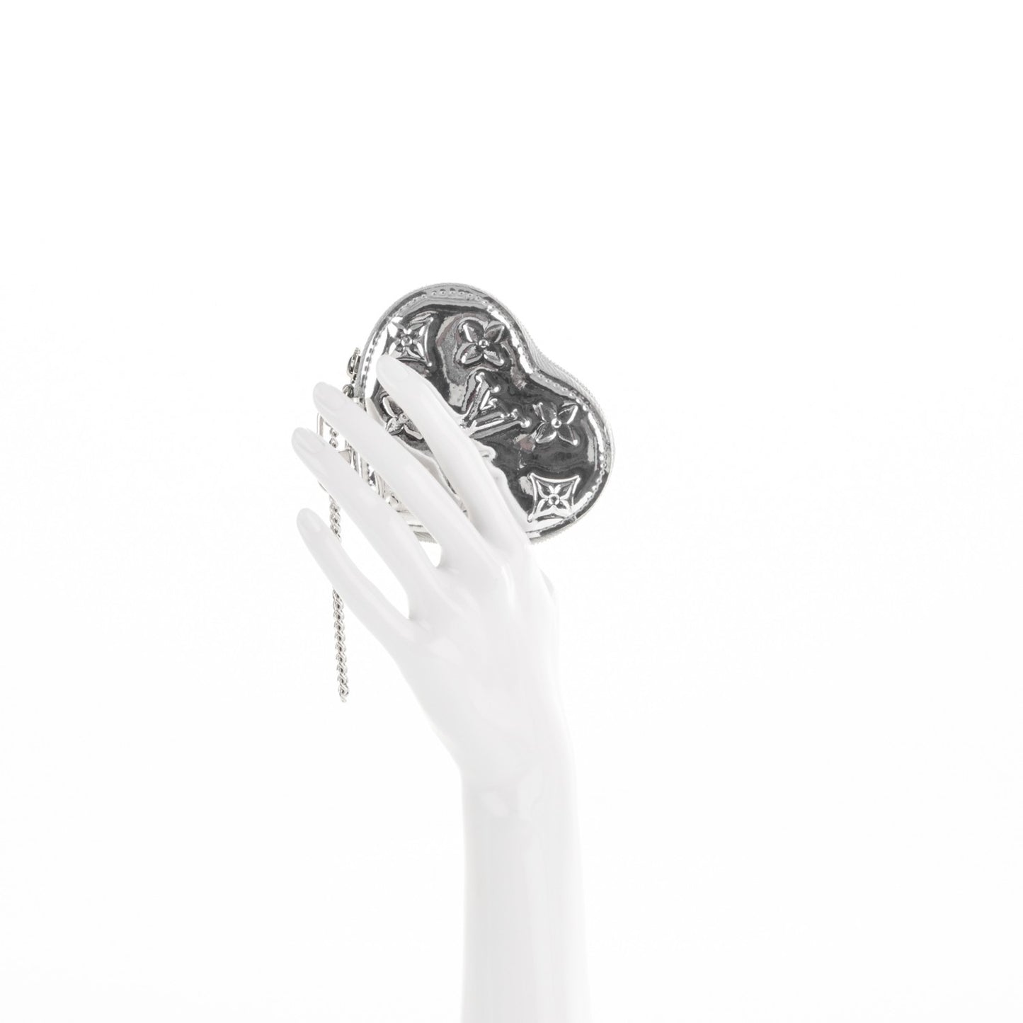 Monogram Miroir Heart Coin Purse Silver